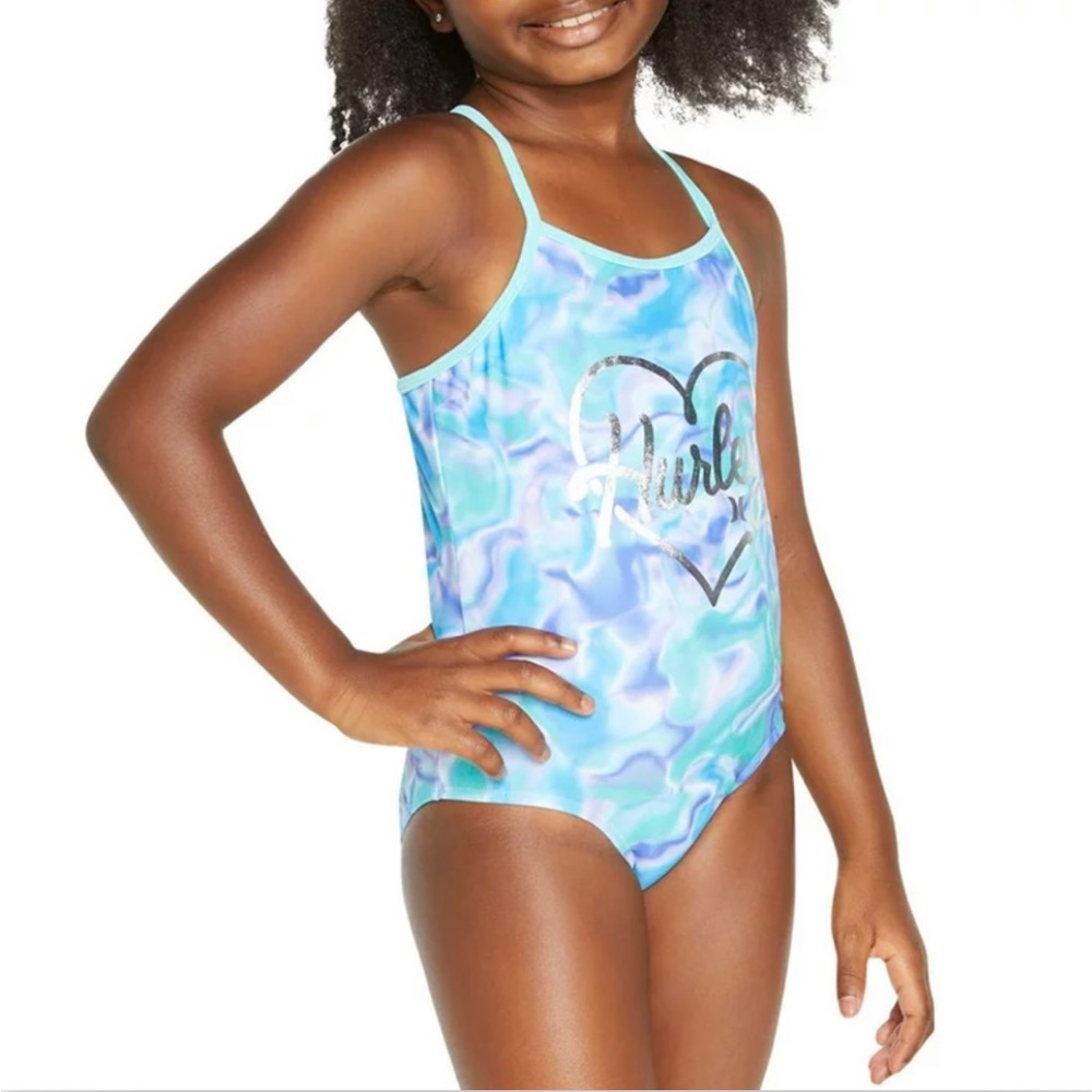 Hurley Girls Blue Tie Dye Swimsuit